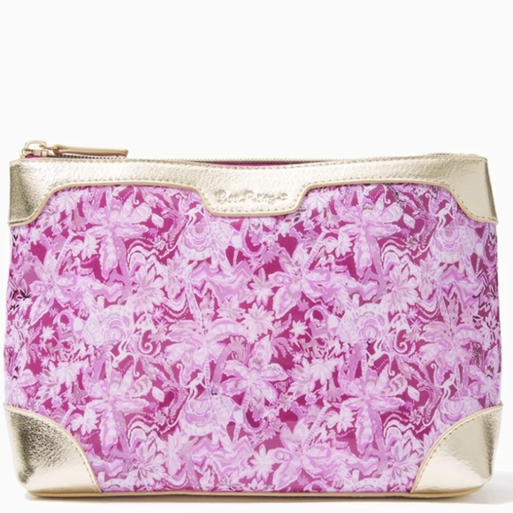 Pochette Organisatrice De Voyage Lilly Pulitzer GWP 2025 - Modèle Patch Délice Lumineux, Multicolore Doré, Neuve Avec étiquette